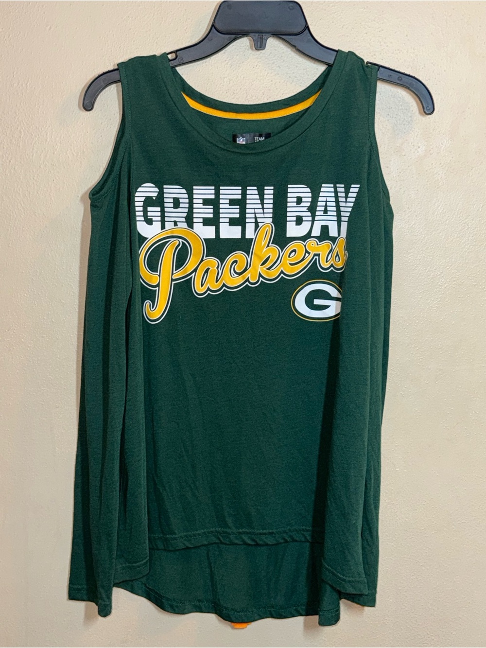 Women’s NFL Team Apparel Green Bay Packers Cold-Shoulder LS T Sz Sm